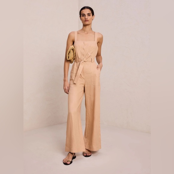 A.L.C. Pants - A.L.C. Cyprus Linen Jumpsuit Rose Ash